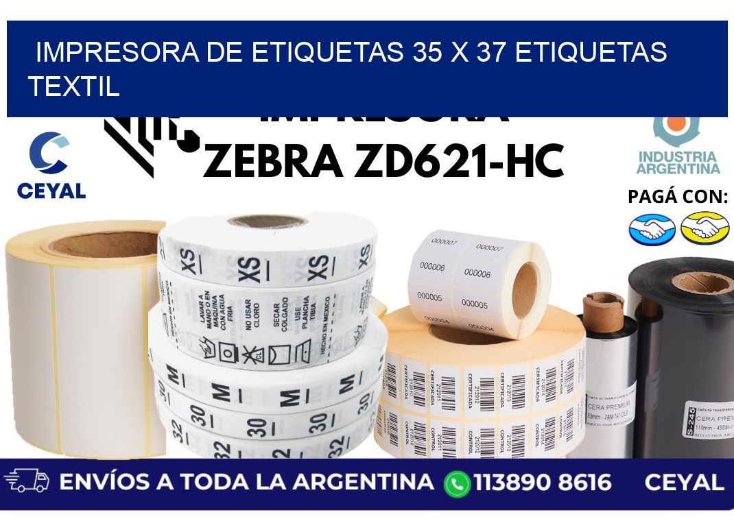 impresora de etiquetas 35 x 37 etiquetas textil
