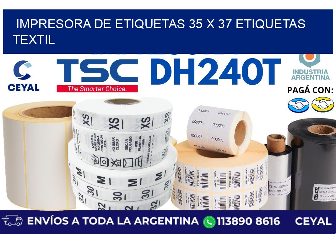 impresora de etiquetas 35 x 37 etiquetas textil
