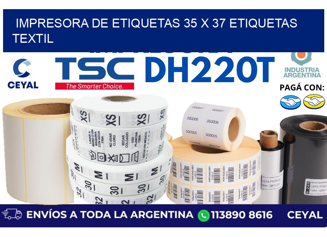 impresora de etiquetas 35 x 37 etiquetas textil