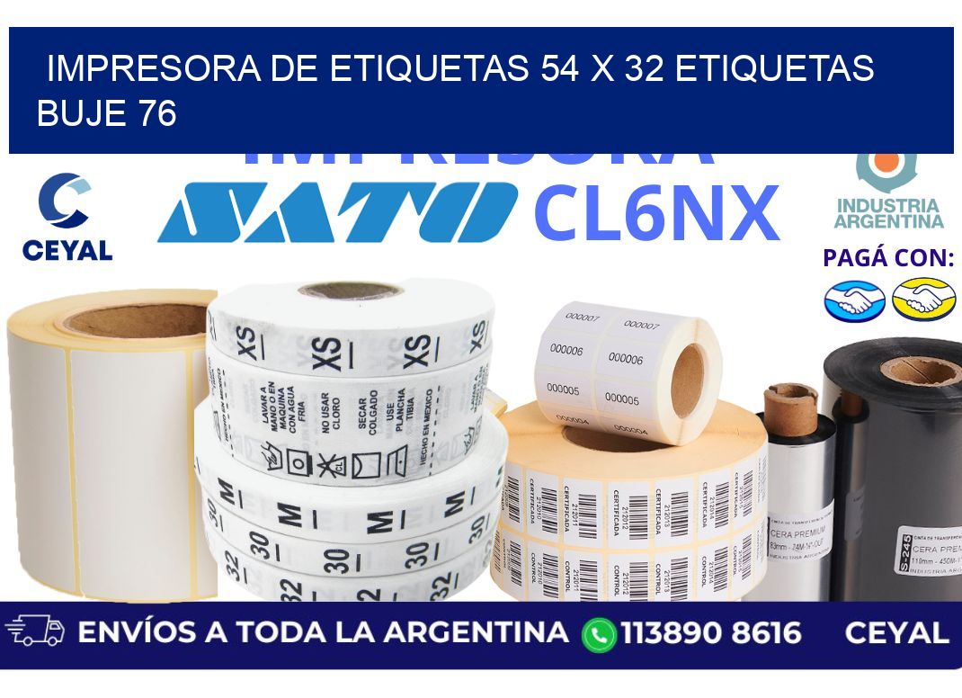 impresora de etiquetas 54 x 32 etiquetas buje 76