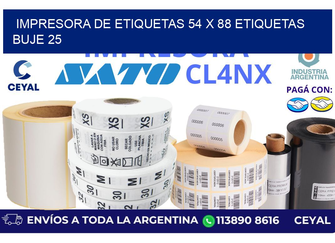 impresora de etiquetas 54 x 88 etiquetas  buje 25