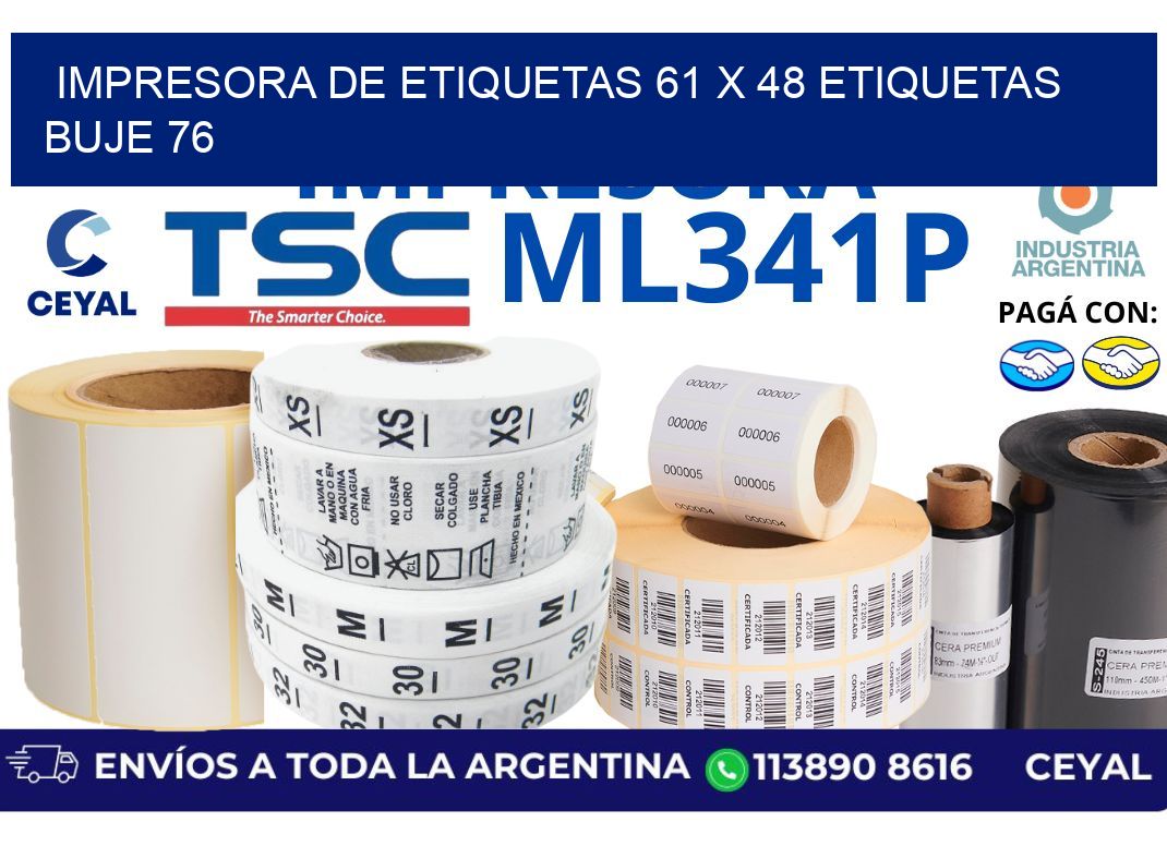 impresora de etiquetas 61 x 48 etiquetas buje 76