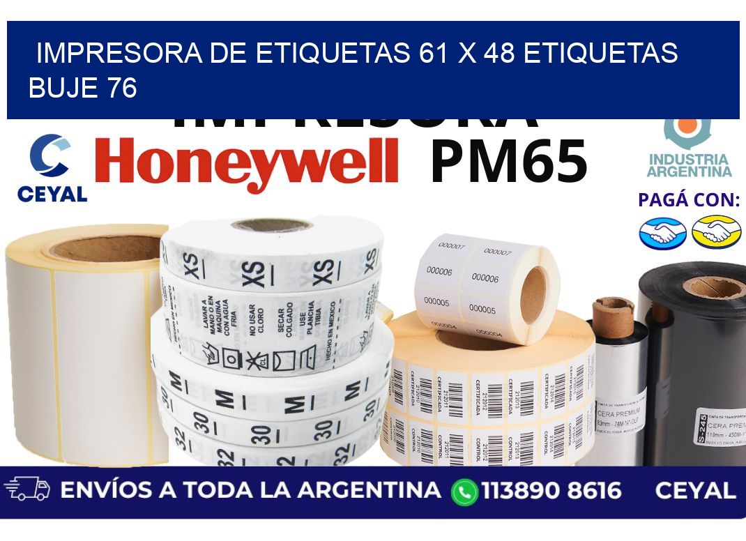 impresora de etiquetas 61 x 48 etiquetas buje 76