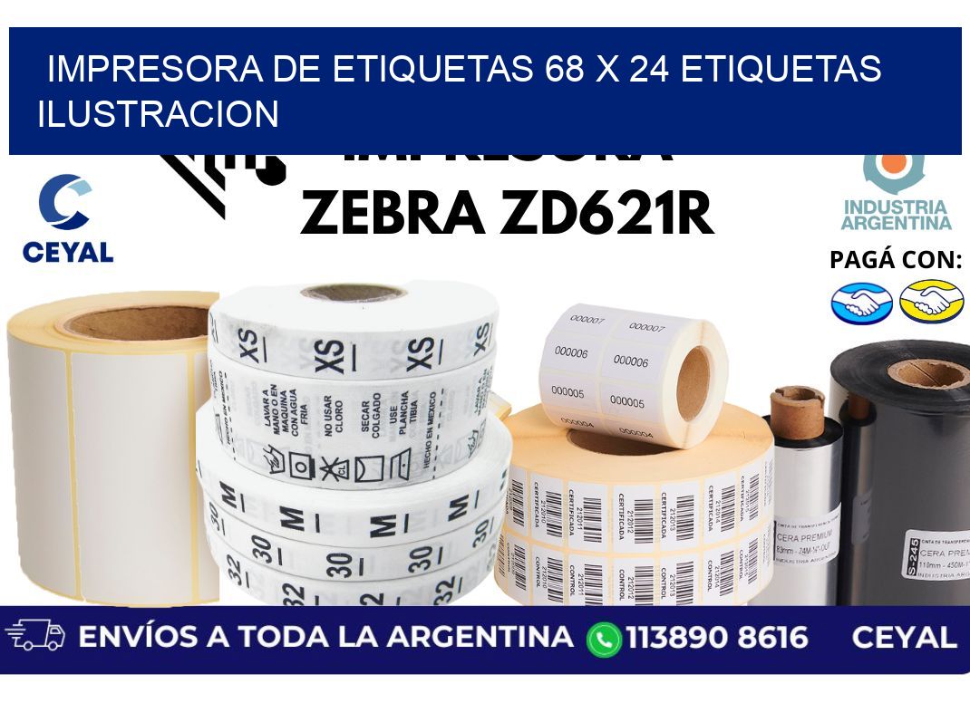 impresora de etiquetas 68 x 24 etiquetas ilustracion