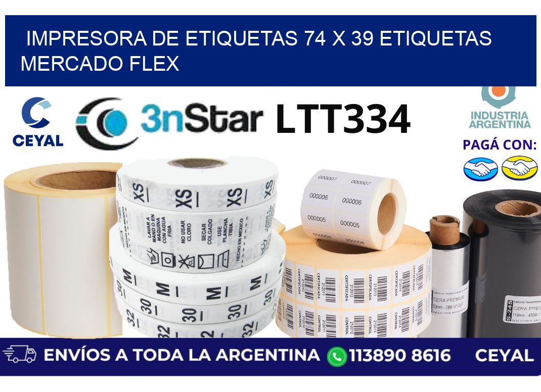 impresora de etiquetas 74 x 39 etiquetas mercado flex