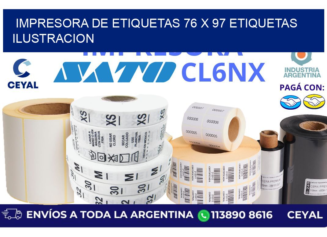 impresora de etiquetas 76 x 97 etiquetas ilustracion