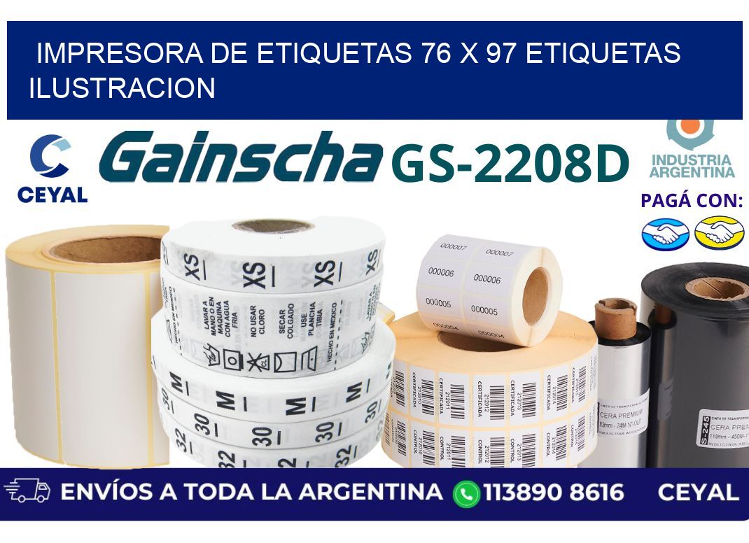 impresora de etiquetas 76 x 97 etiquetas ilustracion