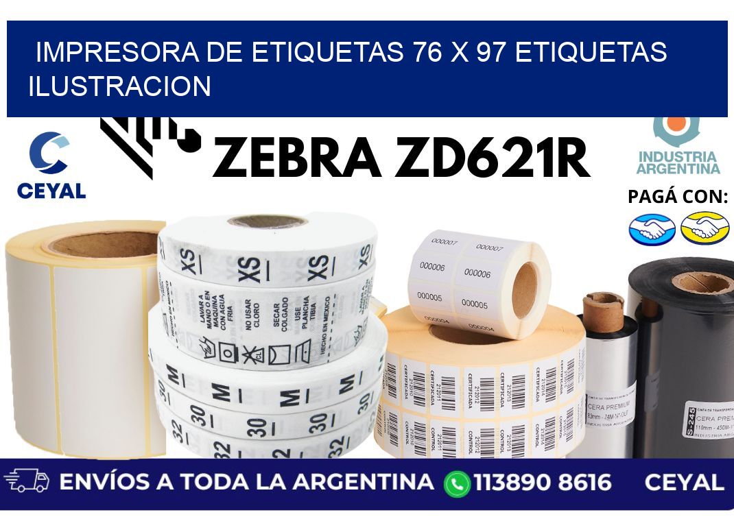 impresora de etiquetas 76 x 97 etiquetas ilustracion
