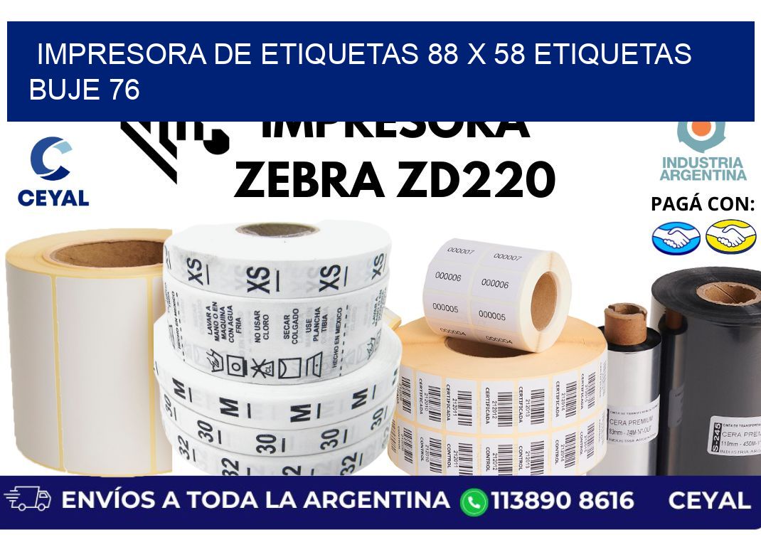 impresora de etiquetas 88 x 58 etiquetas buje 76