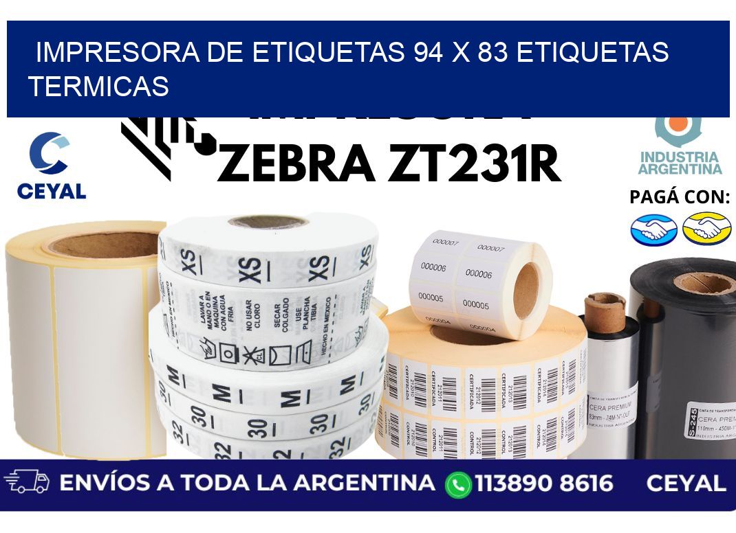 impresora de etiquetas 94 x 83 etiquetas termicas