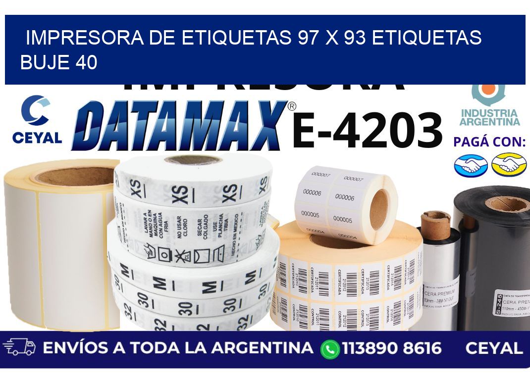 impresora de etiquetas 97 x 93 etiquetas buje 40