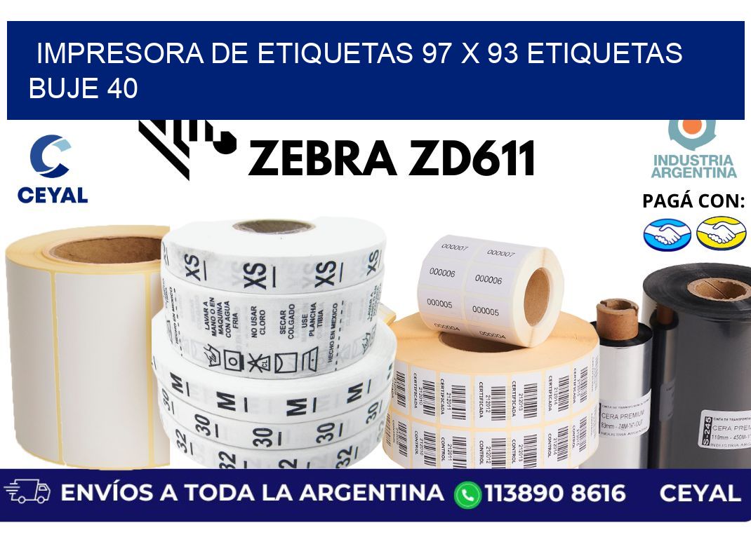 impresora de etiquetas 97 x 93 etiquetas buje 40