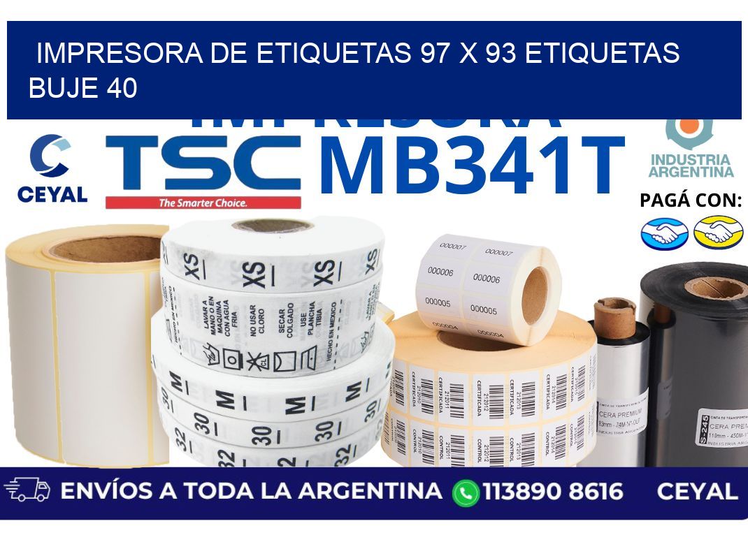 impresora de etiquetas 97 x 93 etiquetas buje 40