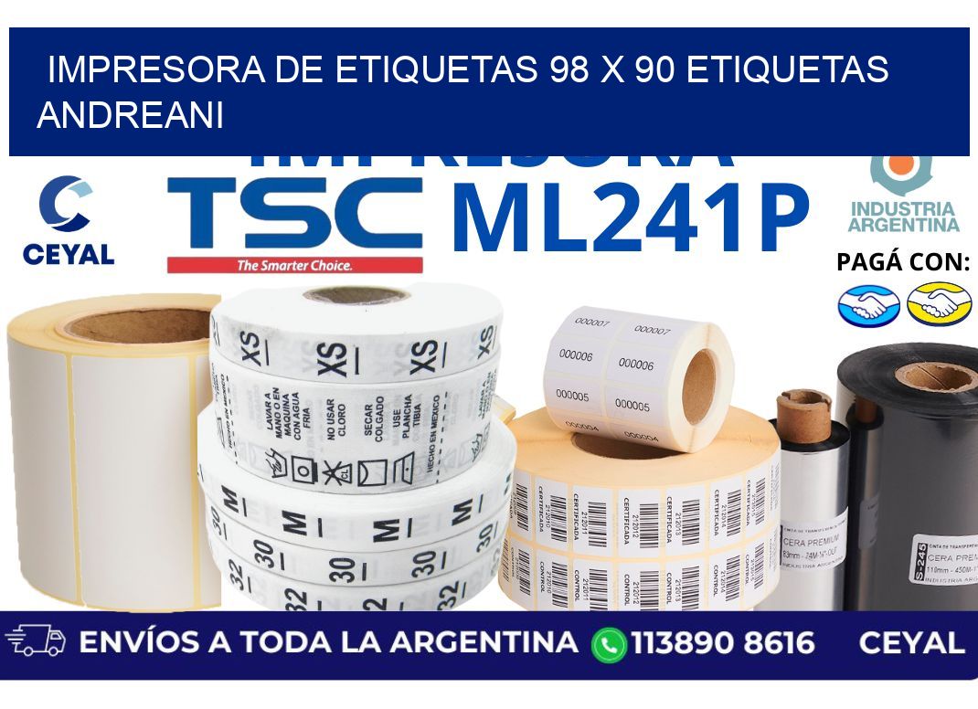 impresora de etiquetas 98 x 90 etiquetas andreani