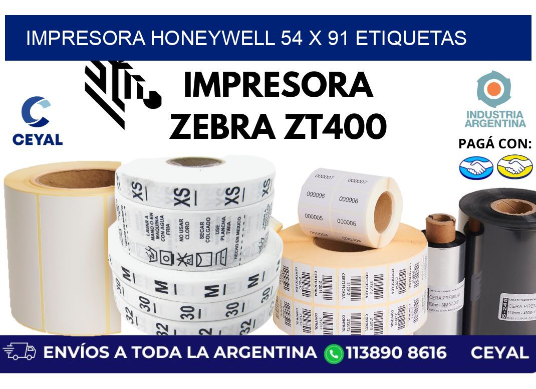 impresora honeywell 54 x 91 etiquetas