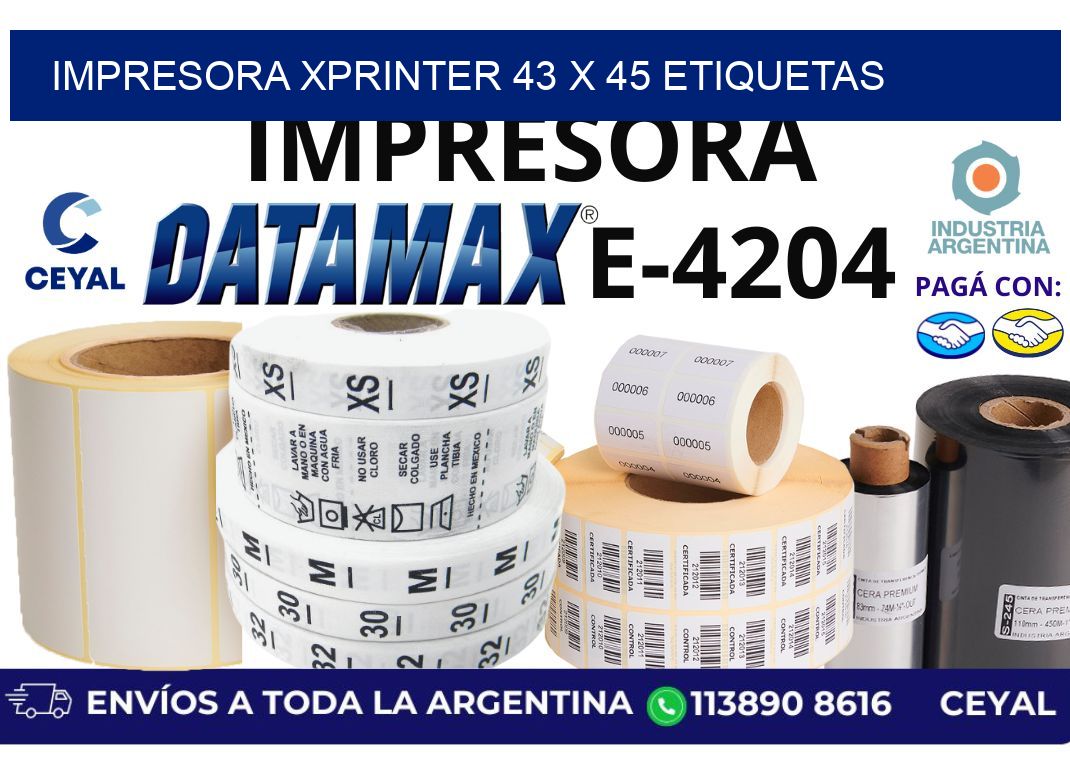impresora xprinter 43 x 45 etiquetas