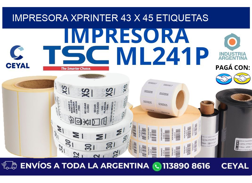 impresora xprinter 43 x 45 etiquetas