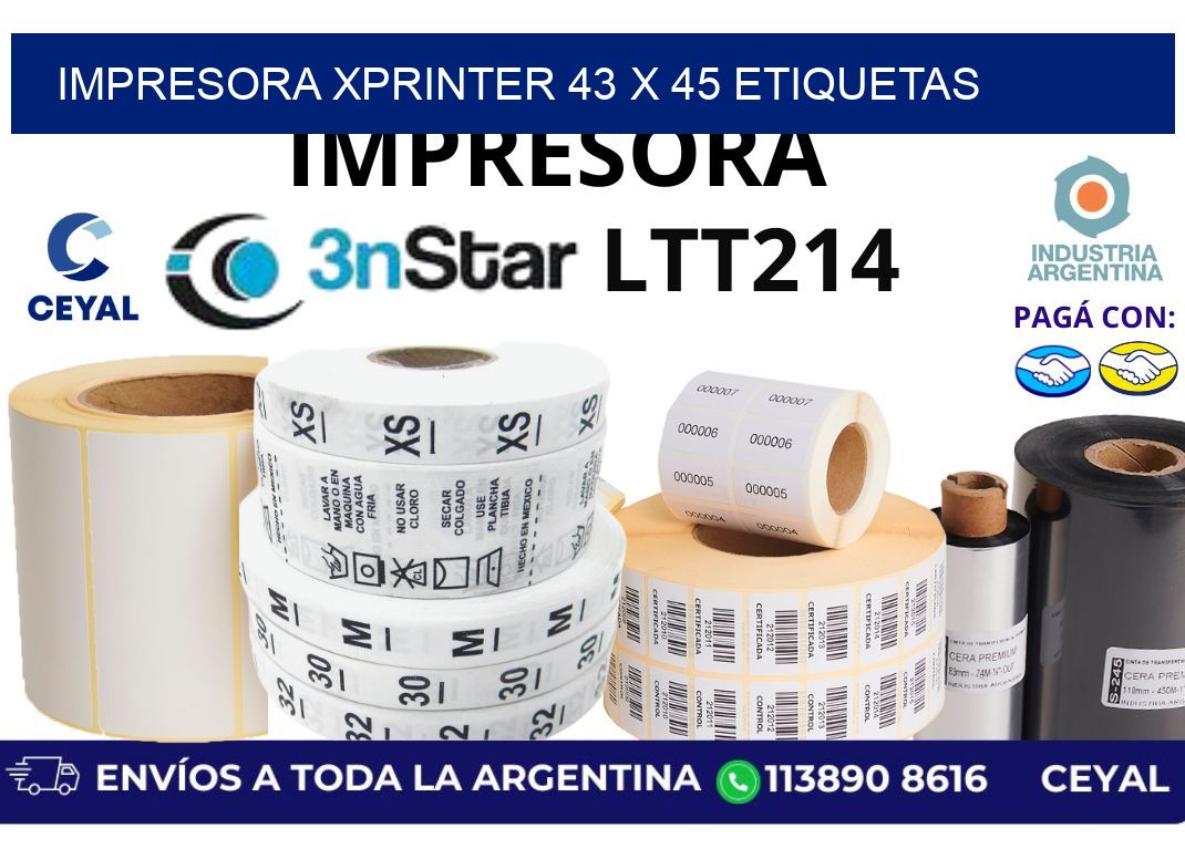 impresora xprinter 43 x 45 etiquetas