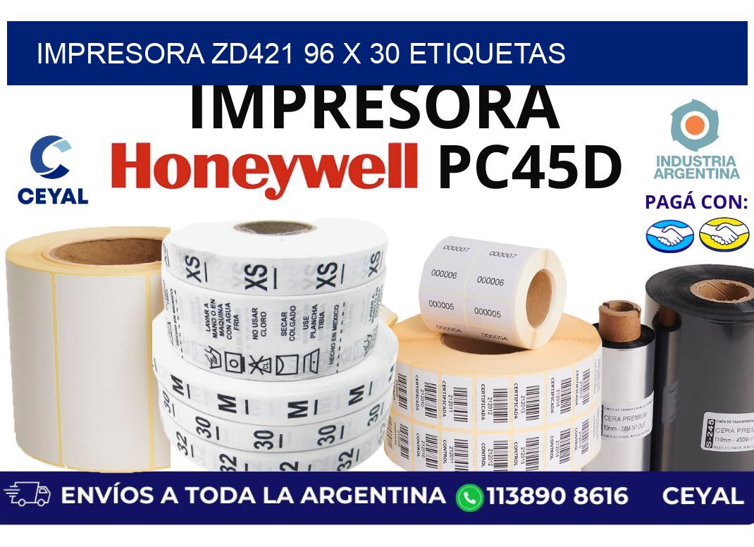 impresora zd421 96 x 30 etiquetas