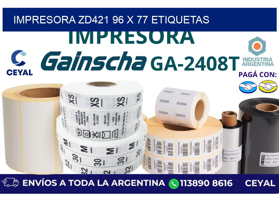 impresora zd421 96 x 77 etiquetas