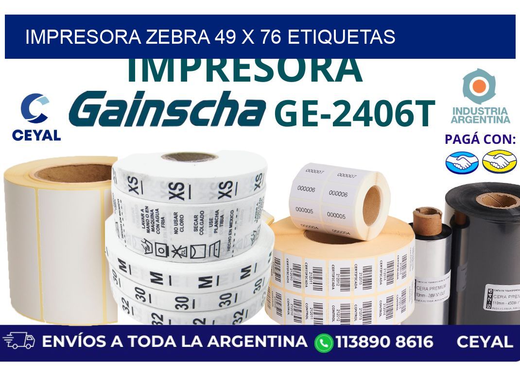 impresora zebra 49 x 76 etiquetas