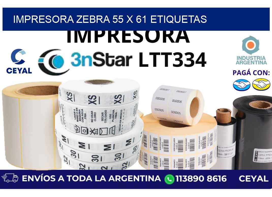 impresora zebra 55 x 61 etiquetas
