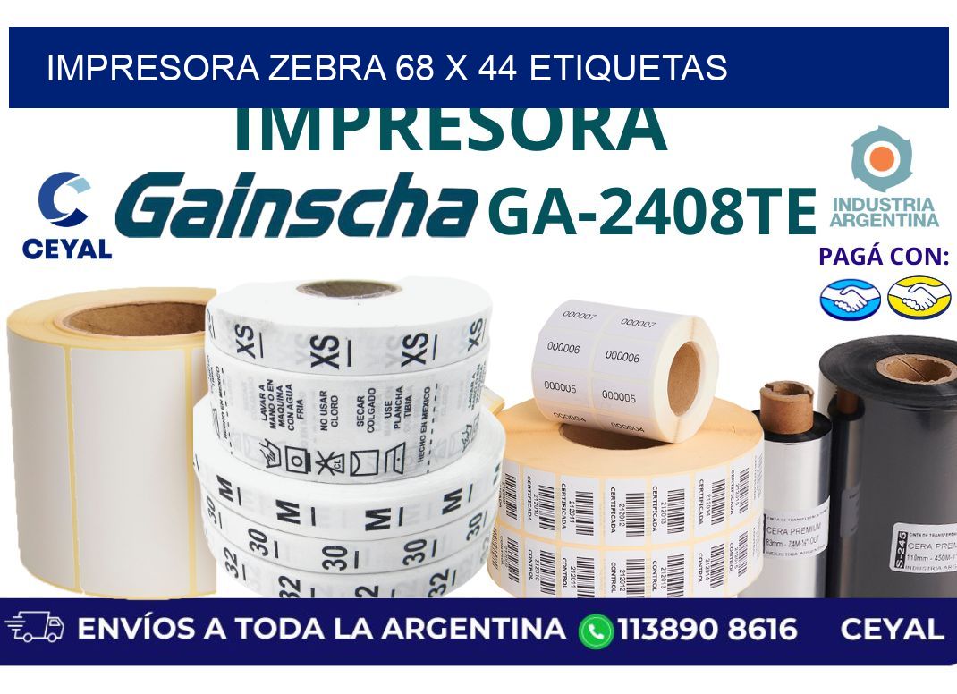 impresora zebra 68 x 44 etiquetas