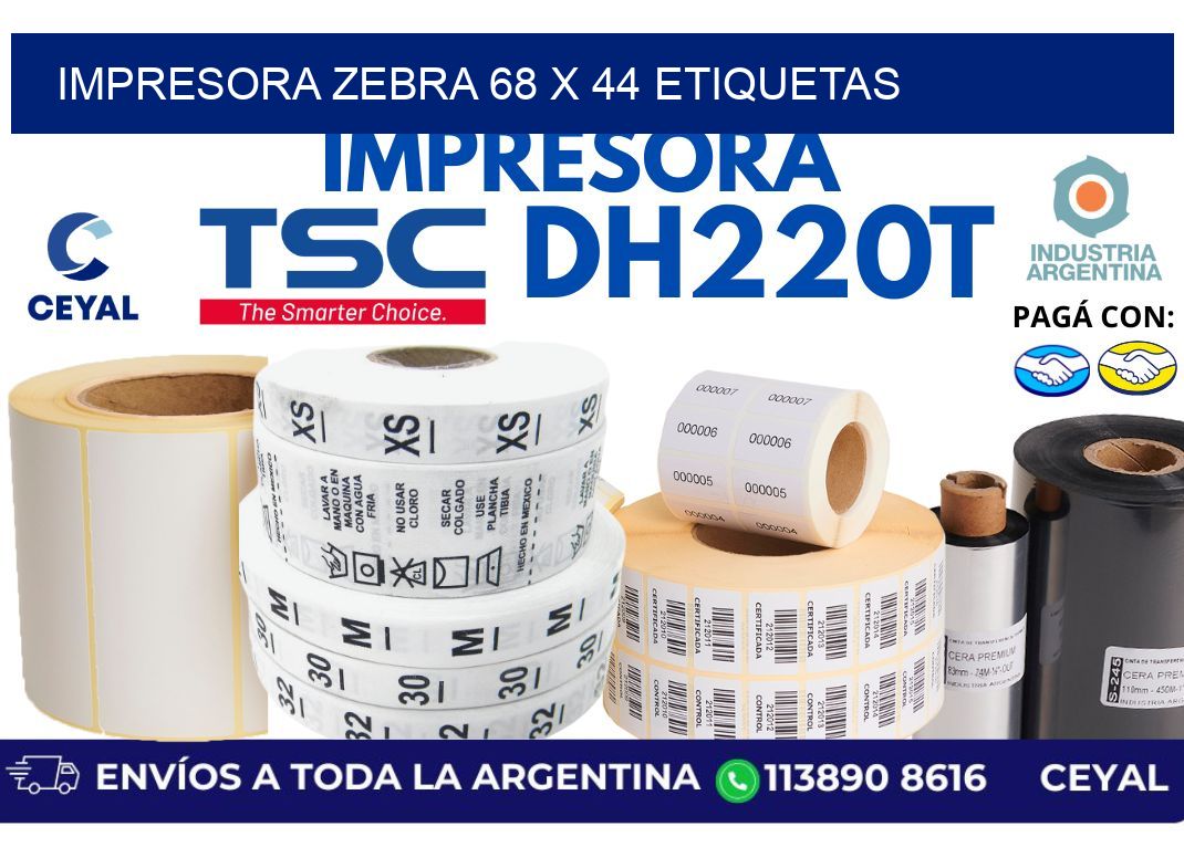 impresora zebra 68 x 44 etiquetas