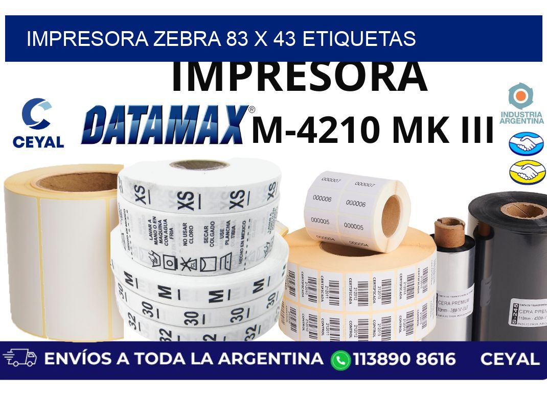 impresora zebra 83 x 43 etiquetas