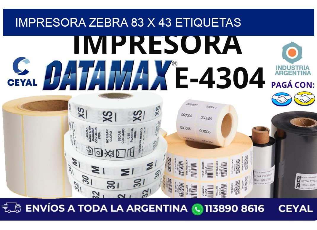 impresora zebra 83 x 43 etiquetas