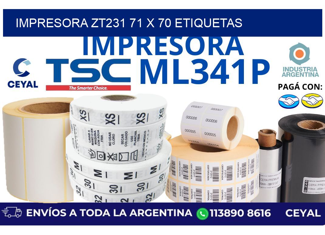 impresora zt231 71 x 70 etiquetas