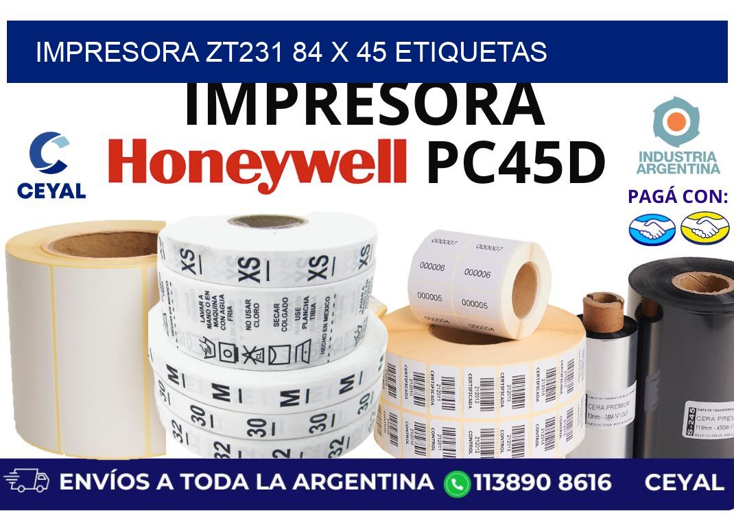 impresora zt231 84 x 45 etiquetas