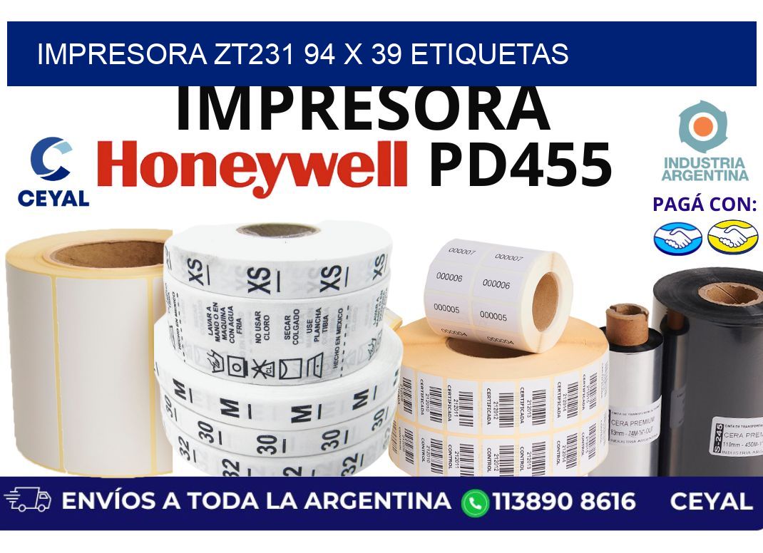 impresora zt231 94 x 39 etiquetas