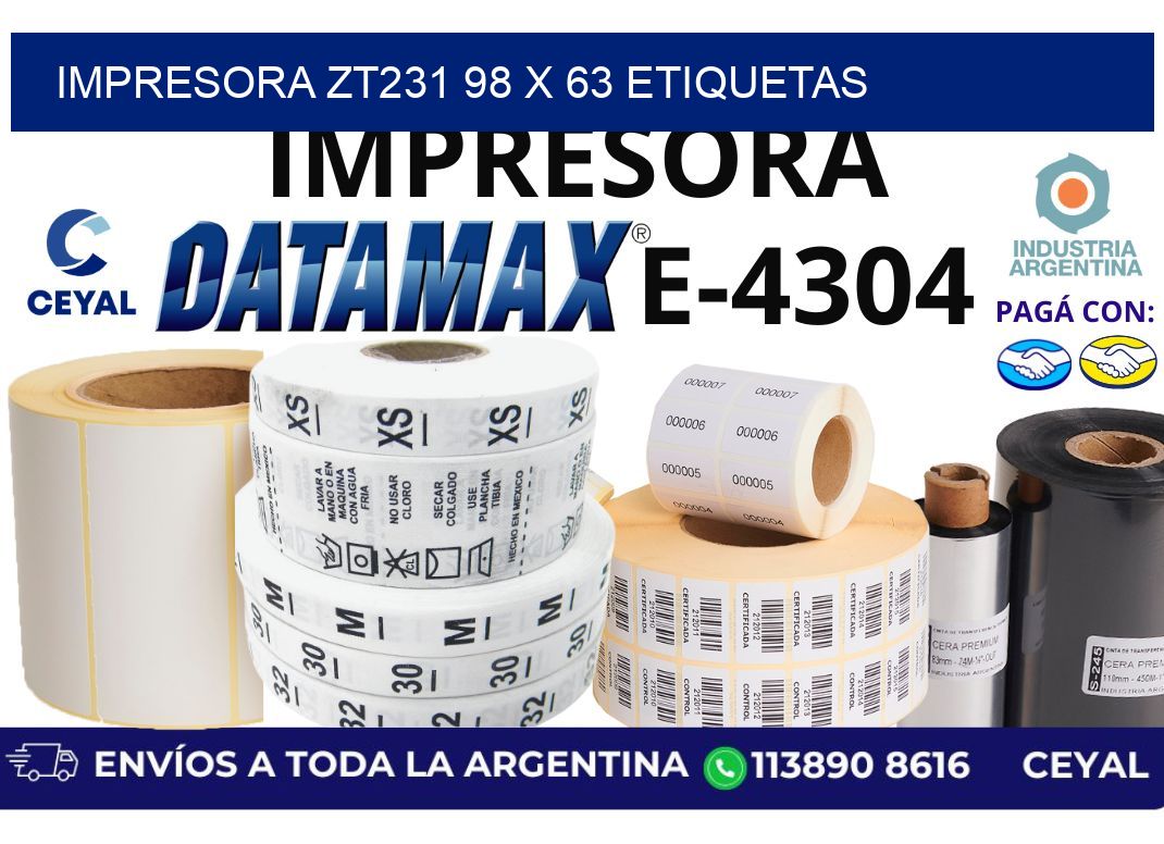 impresora zt231 98 x 63 etiquetas