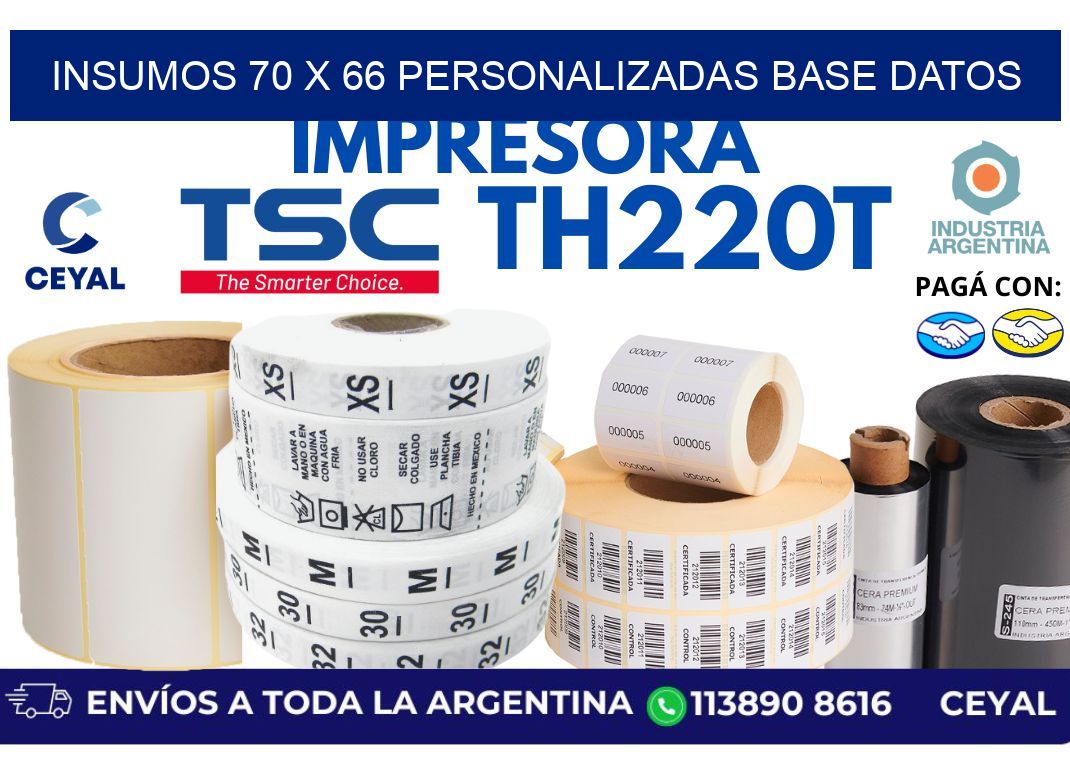 insumos 70 x 66 personalizadas base datos
