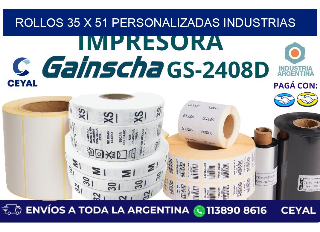 rollos 35 x 51 personalizadas industrias