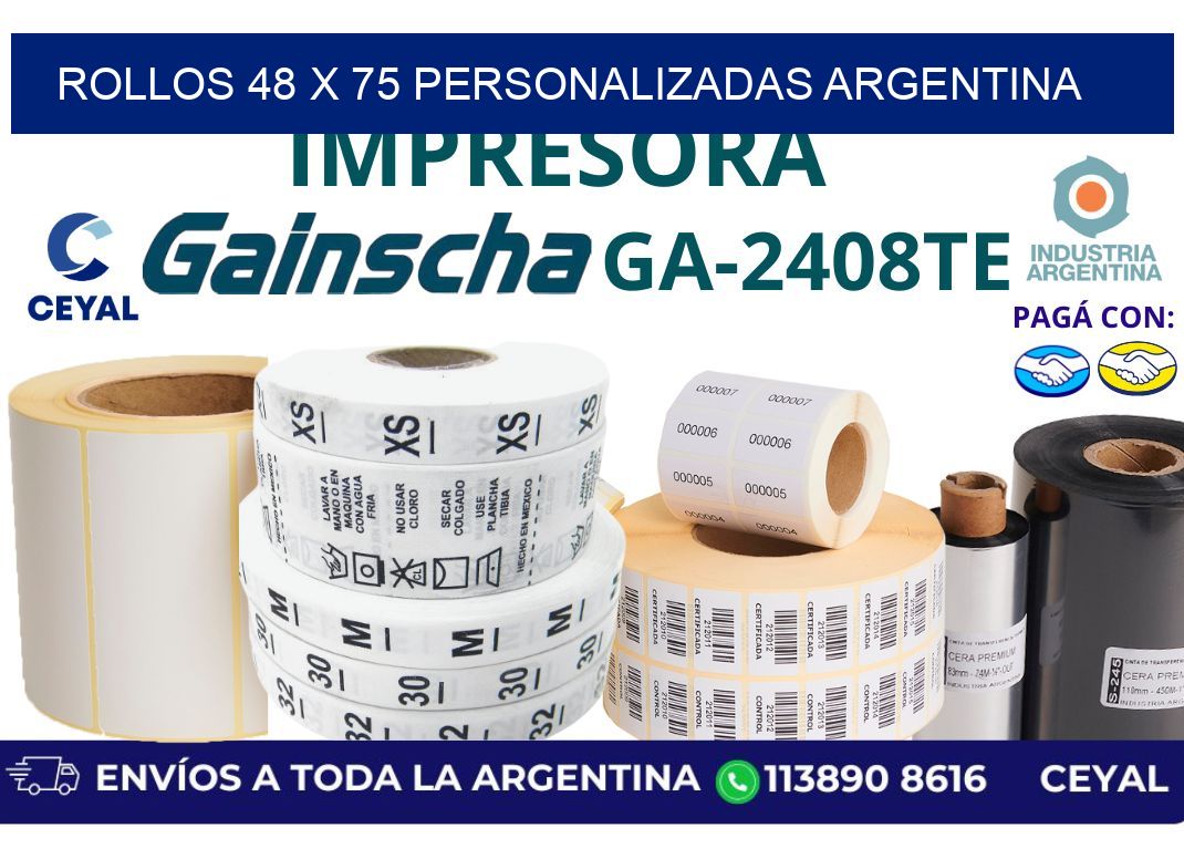 rollos 48 x 75 personalizadas argentina