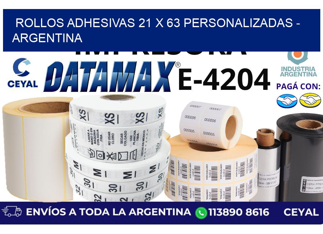 rollos adhesivas 21 x 63 personalizadas – Argentina