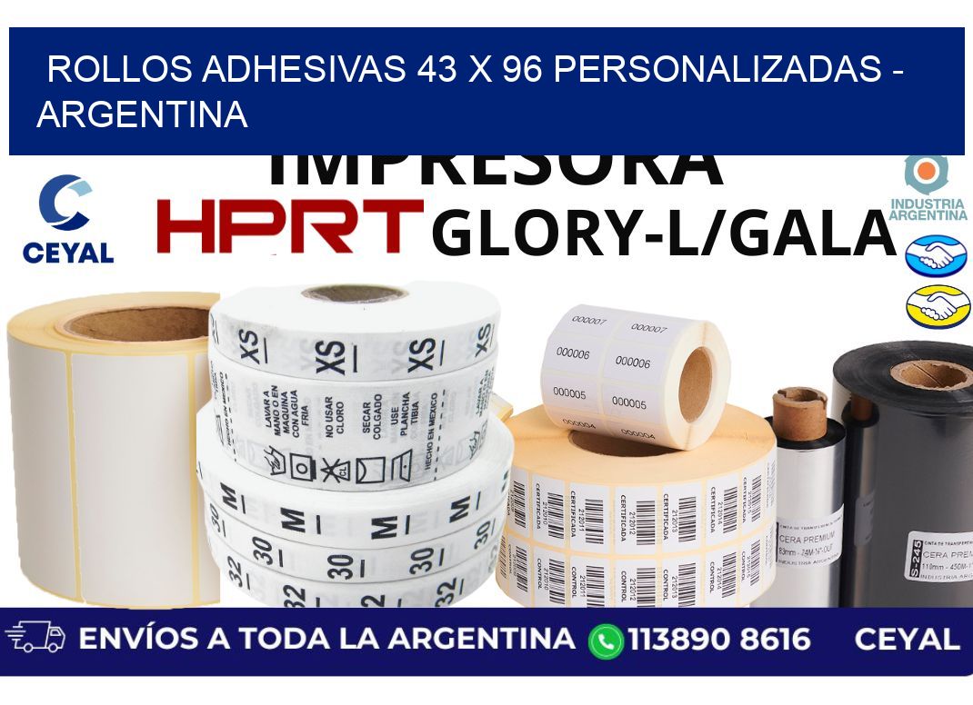 rollos adhesivas 43 x 96 personalizadas - Argentina