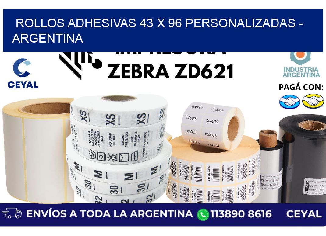 rollos adhesivas 43 x 96 personalizadas – Argentina