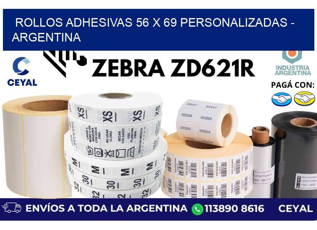 rollos adhesivas 56 x 69 personalizadas - Argentina