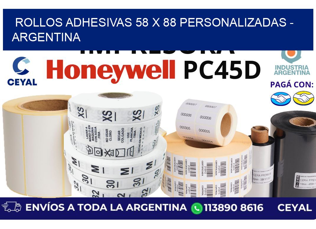rollos adhesivas 58 x 88 personalizadas - Argentina