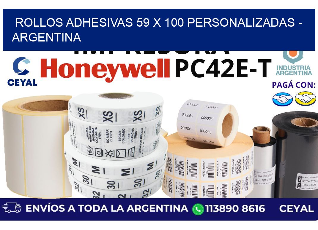 rollos adhesivas 59 x 100 personalizadas - Argentina