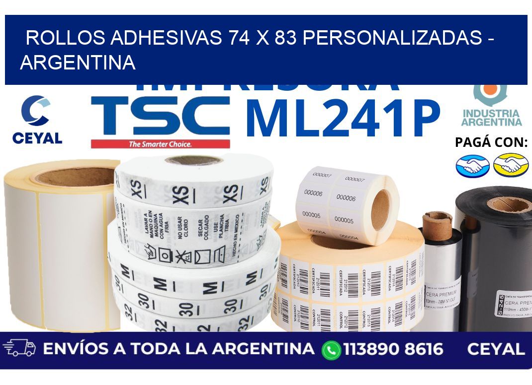 rollos adhesivas 74 x 83 personalizadas - Argentina