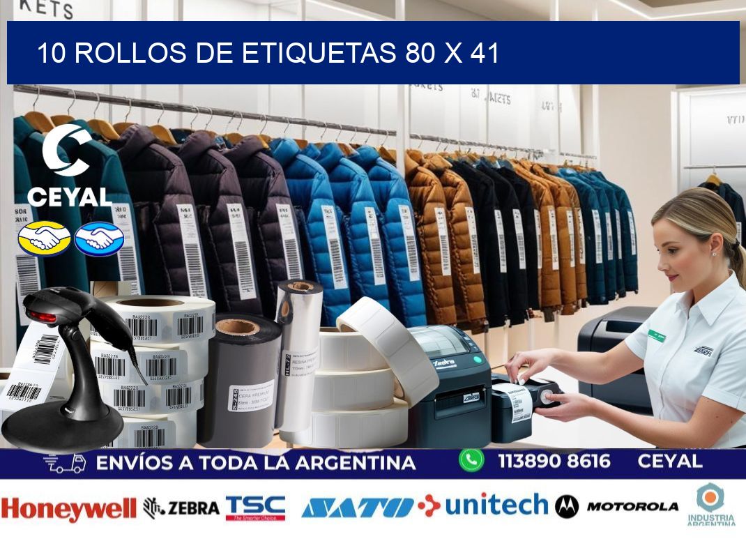 10 ROLLOS DE ETIQUETAS 80 x 41