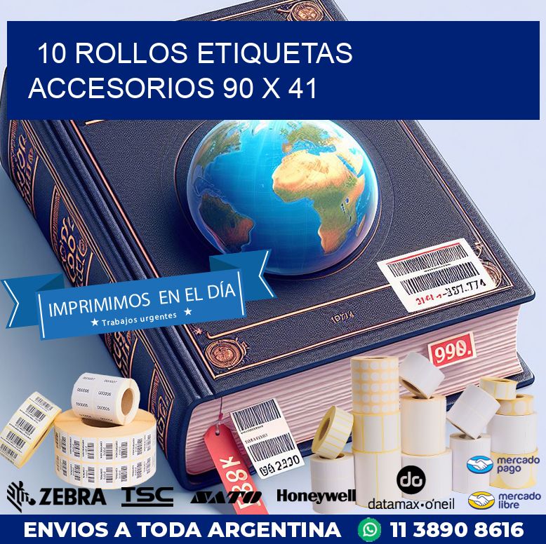 10 ROLLOS ETIQUETAS ACCESORIOS 90 x 41