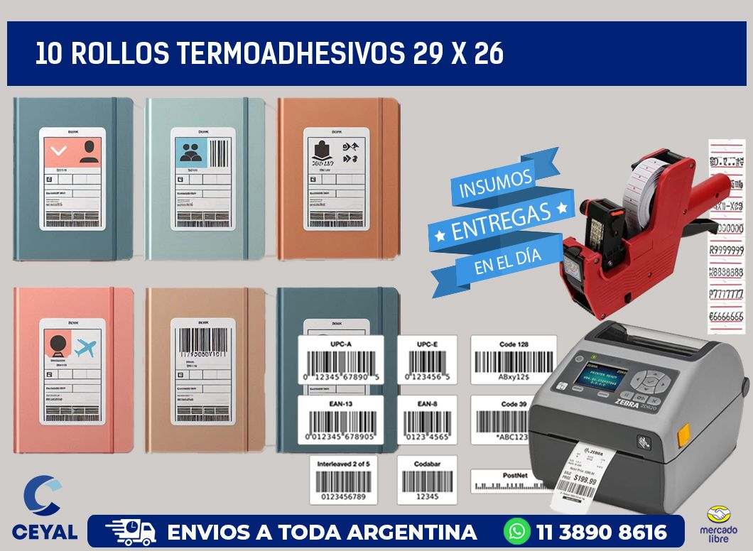 10 ROLLOS TERMOADHESIVOS 29 x 26
