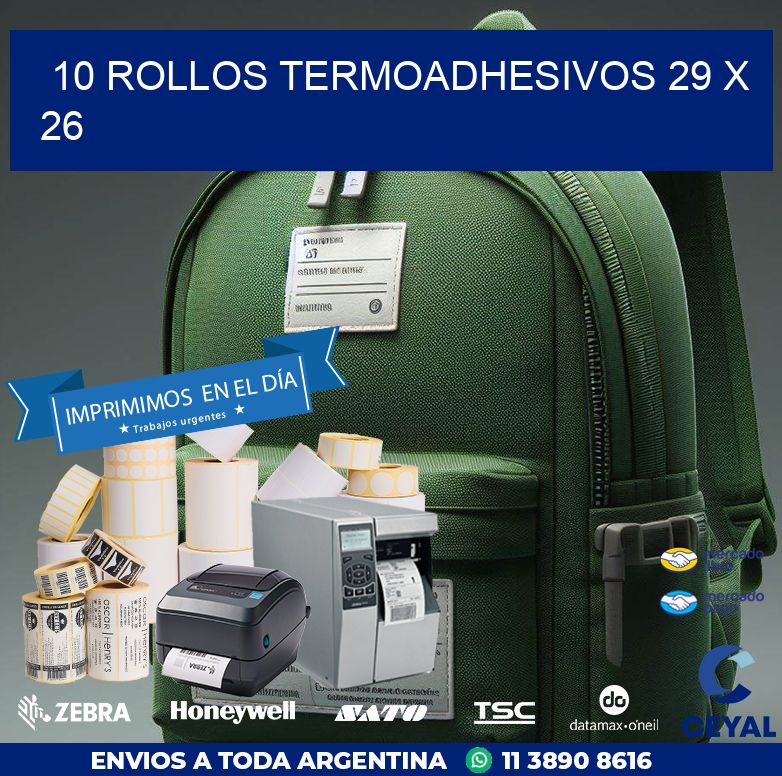 10 ROLLOS TERMOADHESIVOS 29 x 26