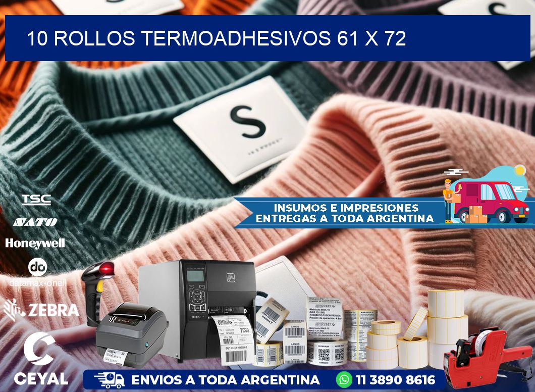 10 ROLLOS TERMOADHESIVOS 61 x 72