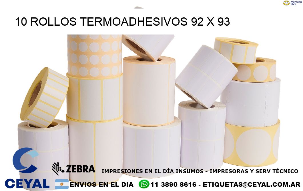 10 ROLLOS TERMOADHESIVOS 92 x 93